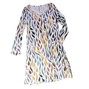 Noracora XL Dress Multicolor Abstract Print V‎ Neck Long Sleeve Casual